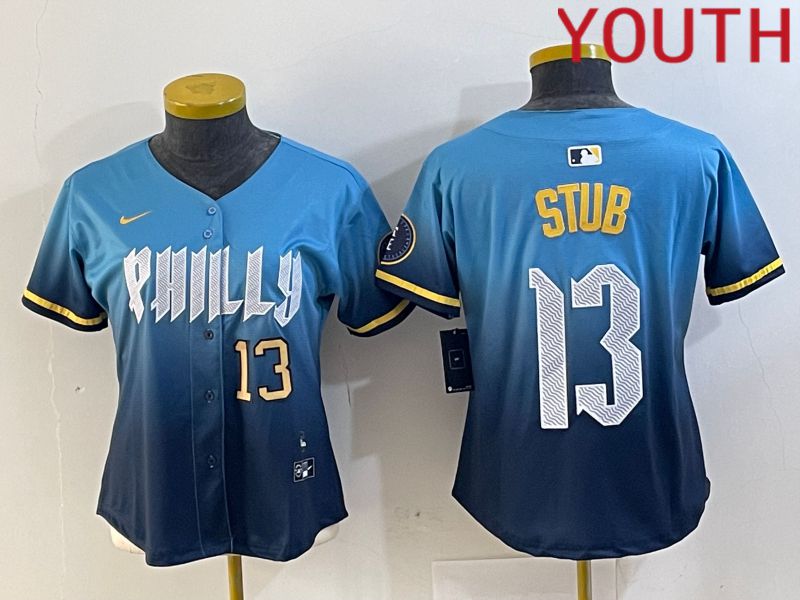 Youth Philadelphia Phillies #13 Stub Blue City Edition 2024 Nike MLB Jersey style 4->san diego padres->MLB Jersey